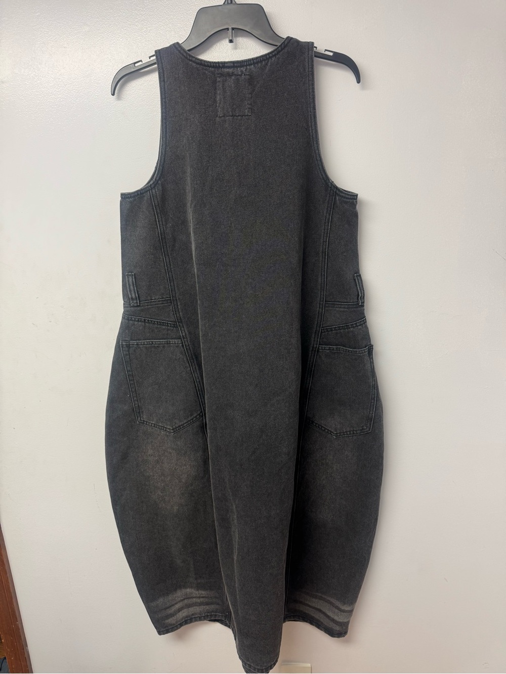JNBY Denim Sleeveless Dress XL Black Cotton Linen Cocoon Midi Lagenlook - Picture 8 of 14